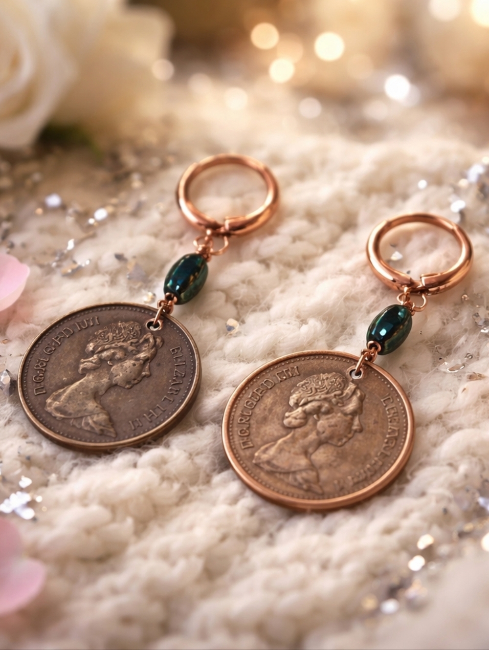 👑✨ Handmade Coin Earrings – Vintage Queen Coins | Unique Artisan Jewelry | One